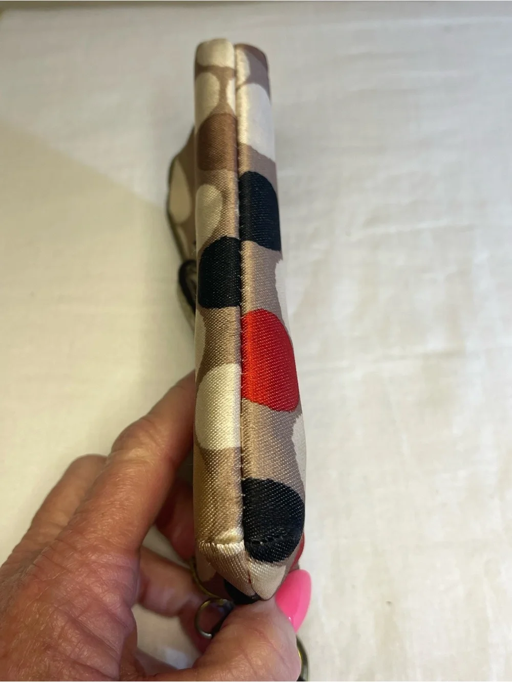 Coach Poppy Watercolor Polka Dot Double Zip Wristlet